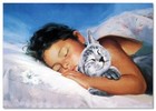 Lovely Children-flowers Of Life Sleeping Boy   Cat Kids Art New Modern Postcard