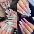Xxl Coffin Nails Tips Full Cover 216pcs Extra Long Clear Acrylic