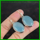 925 Sterling Silver Aquamarine Gemstone Drop Dangle Anniversary Gift Earrings