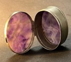 Antique Vintage Victorian Carved Double Sided Pill Box Amethyst Snuff 