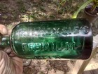 Antique Green G w  Hoxsie   s Premium Squat Beer Bottle Sloping Collar Cir 1870-80
