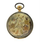 Antique Illinois Hunters Elgin Sterling Silver Pocket Watch Case W  Gold Trim