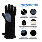 14  Welder Gloves Welding Gloves Heat Resistant Gloves Oven Protect Black Hitbox