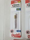 Pentel Refill Eraser For Mechanical Pencils  White  6 Tubes  4 Erasers Per Tube