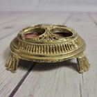 Vintage Vanity Lipstick Holder Gold-tone Metal Faux With Rose Decor 4 Slots