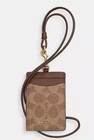 Nwt Coach Lanyard Id Case Black Signature   Leather