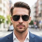 Aviator Sunglasses Men Metal Frame Military Style Mirror Uv400 Protection Shades
