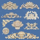 1x Chinese Wood Carved Decal Lotus Applique Moulding For Wall Cabinet Decoration