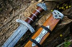 Hand Forged Damascus Steel Viking Sword Sharp   Battle Ready Medieval Sword H