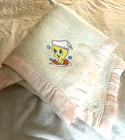 Vintage Tweety Bird Baby Looney Tunes White Pink Baby Blanket Nursery Decor Y2k
