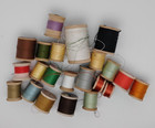 Vintage Wooden Spools Thread Sewing Antique Lot Of 22 Various Size Color