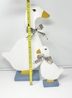 Lot 2 Wooden Wood Goose Geese Figures Painted Mom   Child Cottage Core Wear Seen