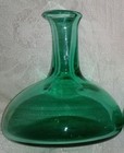 Set Of 2 Antique 4  Long Neck Hand Blown Squatty Body Glass Bottle Aqua Green 