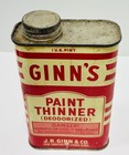 Vintage Ginn s Paint Thinner Advertising Can 1 Pint Empty St  Louis  Mo