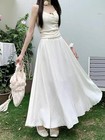 Plus Size Women s Gentle Style Light Purple A-line Midi Skirt High Waist Slimmin