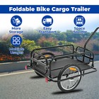 Black Folding Bicycle Bike Cargo Storage Cart Luggage Trailer W  Hitch 62    28 