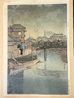 Kawase Hasui Rain At Shinagawa Original Japanese Woodblock Print Shin Hanga