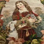 Gorgeous  Antique Victorian  Needlepoint  Girl Dog And Flowers