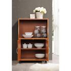 Microwave Cart Wood Storage Open Shelf Cabinet W  Wheels Portable Kitchen New