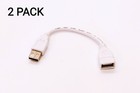 2 Pack  1ft Usb 2 0 A Male   A Female Extension Cable White Color