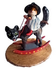 Wee Forest Folk Cat   Mouse Game Halloween Retired 2019 Black Cat Rocking Horse