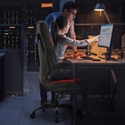 Computer Gaming Chair Pu Leather Ergonomic Lumbar Support Flipup Arms Red
