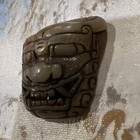 Chinese Antique Vintage Jade Stone Carved Mask Belt Buckle