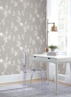 Wallpaper Imperial Blossoms Birds And Branches  White On Grey  60 Sq Ft