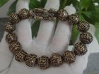 Antiqued Brass Feng Shui Pixiu Animal Statue Buckle Prayer Beads Men Bracelet