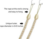 Rope Curtain Tiebacks  Curtain Tie Backs For Curtains With 4 Metal Screw Hooks 