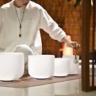 Cvnc 440hz 6-12  7 Pcs White Set Chakra Frosted Crystal Singing Bowl W bag Sound