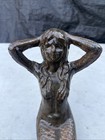Mermaid Antique Large  Vintage Nautical Style Decor Bronze Iron Patina 18 