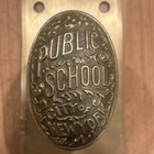 Antique Brass Door Knob City Of New York Public School Embossed W  Backplate Nyc