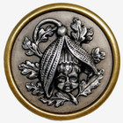 Large Antique Picture Button Baby Head W a Petal Hat In Brass  Nice 