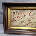 Antique Folk Art Maritime Ship Peace Be Still Needlepoint Embroidery Damaged