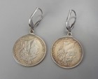 Antique Earrings Silver 1821 Coin Enameled Drops Sterling Tops Queen Victoria
