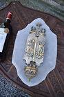 Antique Large 19thc Neo Gothic Bronze Triptych Angels Crucifixion Christ Rare