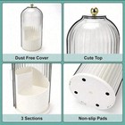 Toothbrush Holders With Sliding Lid  Rotating 3 Slots Bathroom