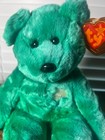 Ty Beanie Buddy Green Bear With Shamrock Chest Named Erin 14    With Tag Rare