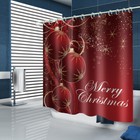 Christmas Shower Curtain Bathroom Rug Set Non-slip Bath Mat Toilet Lid Cover
