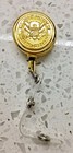 Cbp Tsa Id Holder Gold On Gold Logo All Metal Retractable Reel