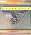 Vintage Bald Metal Eagle In Wall Hanging Wooden Frame Patriotic Americana Decor