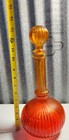 Spain Made   Empoli Genie Hot Air Balloon Decanter Bottle W  Stopper Rose Glass