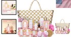 Piece Rose Spa Gift Basket For Women Bath   Body Set With Massage Oil