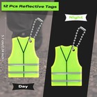 Liliaafar 12 Pcs Reflective Keychain Tags  Vest Shape  2 28 Inches  Green