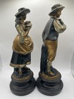 Antique Pair Of Utzchneider   Cie French Statues Lady dove   Man bouquet 12 5   
