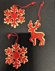 Wooden Winter Christmas Tree Ornaments Felt Snowflakes reindeer Double Sided 4 