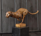 Vintage Cheetah Bronze Statue Sculpture Marble Run Leopard France 31 Cm Cougar