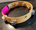 Large Vintage Double Row E Bent Wood Headless Tambourine - 28 Large Jangles -