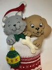 Finished Bucilla Christmas Pets Stocking Wall Decor Felt Sequins 17   